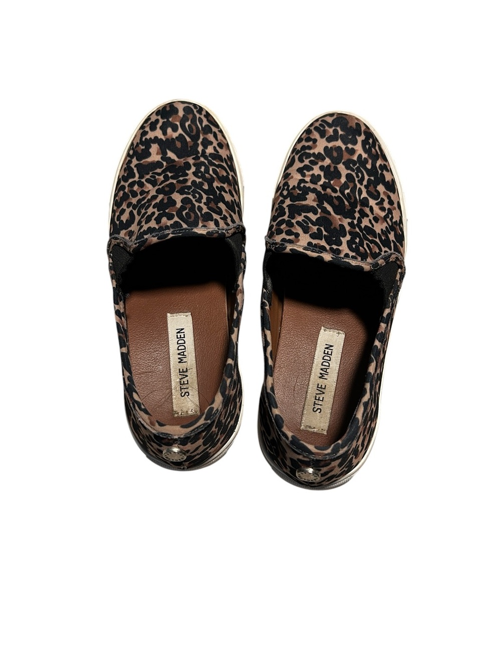 Steve Madden Leopard-Print Slip-On Sneakers - Tan/Black. Size 8